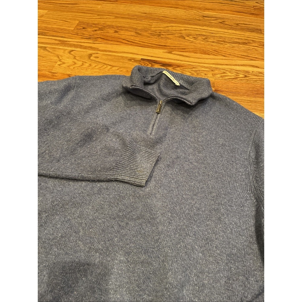 Peter Millar Mens Quarter Zip Sweater XL Blue Long Sleeve Knit Pullover Cashmere